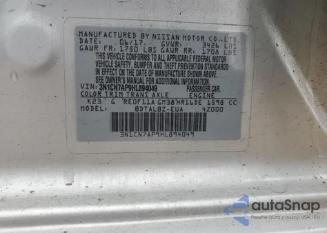 2017 Nissan Versa S from USA, damaged, VIN 3N1CN7AP9HL894049